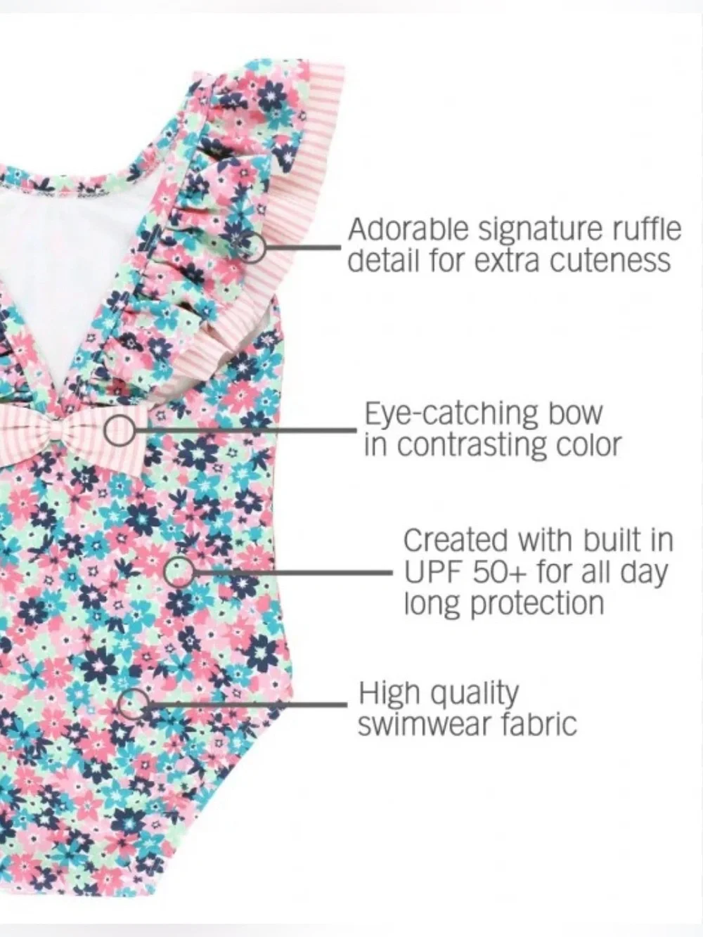 Ruffle Butts Ruffle V-Back with Bow One Piece in Water Lilies Size 2T